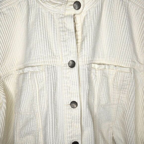 J JILL Woman Casual Corduroy Jacket Plus 3X Velvet Trim Button Up Winter White - Picture 3 of 7